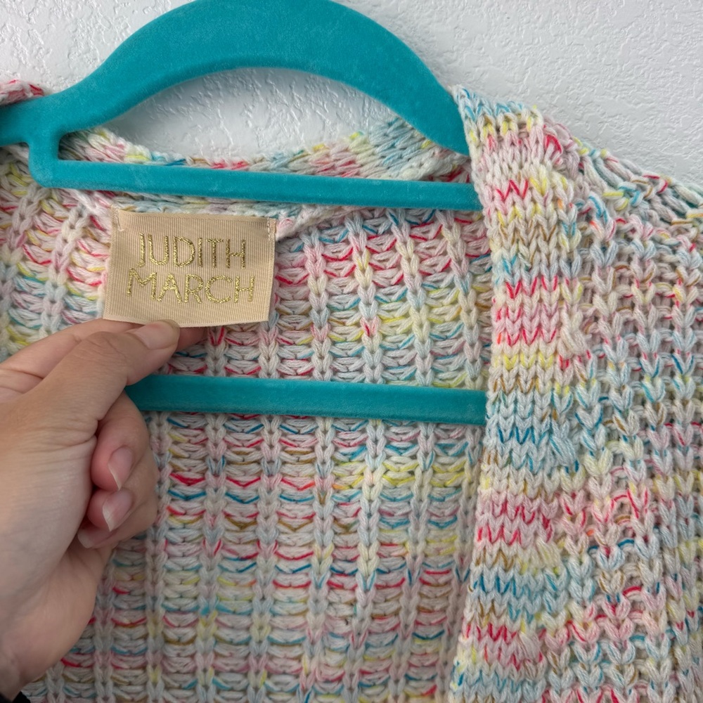 Judith March Open Front Colorful Knit Cardigan Merry N Bright Christmas Large - Picture 5 of 6